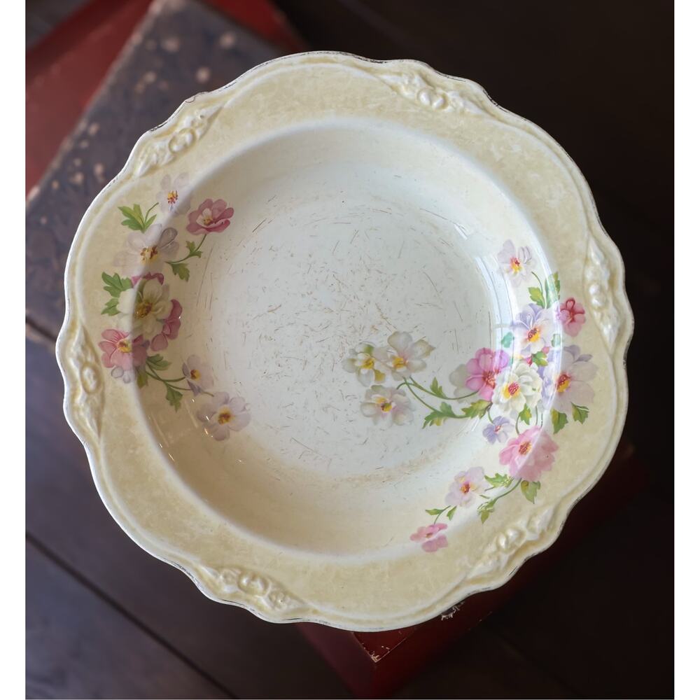 Vintage Homer Laughlin Virginia Rose Serving Bowl, Cottage Floral Decor
